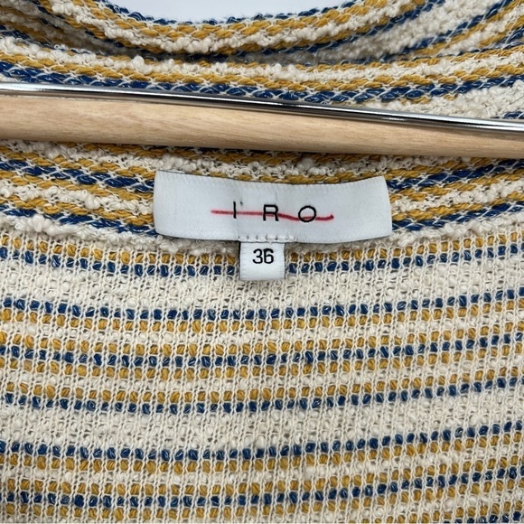 IRO Vana Stripe Knit Off Shoulder Shawl Collar Asymmetric Zip Up Jacket 36 Small - Picture 9 of 14